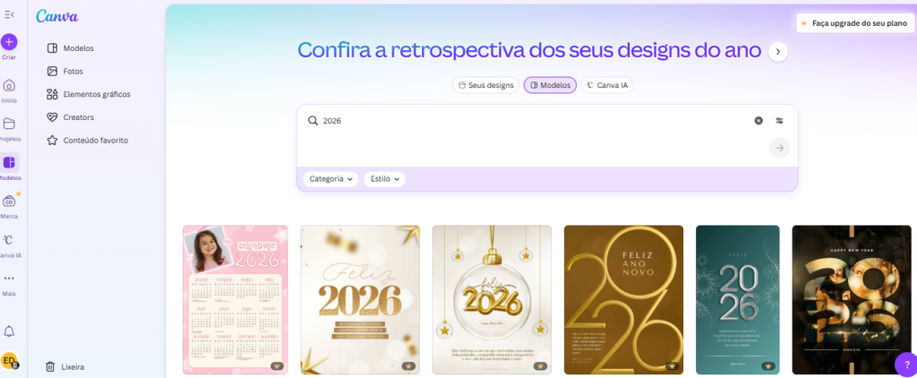 como criar cartão de ano novo 2026 no canva